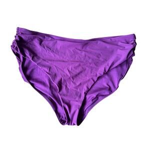 Athleta Bikini Bottom Purple Ruched Side Swimwear Size L - NWOT